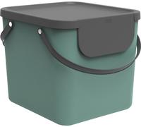 Rotho Système de tri des déchets 40L Albula - Poubelle 40,0 x 35,8 x 34,0 cm - Poubelle plastique avec poignées - Poubelle avec couvercle et autocollants