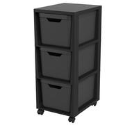Rotho Tour de tiroir à roulettes 3 x 16 L Noir