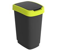 Rotho Poubelle de tri Twist 50 L swing noir et vert lime