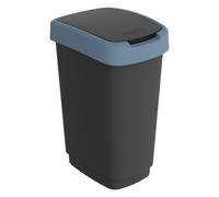 Rotho Twist Poubelle à déchets avec couvercle pour recyclage des déchets, sans BPA (25 l, noir/bleu foncé)