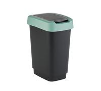 Rotho Twist Poubelle à déchets avec couvercle pour recyclage des déchets, sans BPA (25 l, noir/vert foncé)