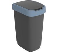 Rotho Twist Poubelle à déchets avec couvercle pour recyclage des déchets, sans BPA (25 l, noir/bleu foncé)