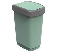 Rotho Twist Poubelle de 25 l avec Couvercle, Peut Être Utilisée Comme Couvercle à Bascule Ou à Charnière, Plastique (PP) sans BPA, Vert, 25 l (33,3 X 25,2 X 47,6 cm)