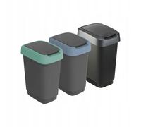 ROTHO TWIST Système de tri des déchets - Kit de 3 poubelles de 10 litres chacune, mélange de couleurs