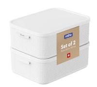 Rotho WOP Lot de 2 boîtes de rangement M avec couvercle et insert parfumé, organiseur de garde-robe pour sweats à capuche, jeans et vêtements d'hiver Blanc