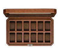ROTHWELL 12 fente de montre en cuir boîte - montre de luxe case organisateur affichage, microsuède liner, ecrins pour montres hommes grand verre top (tan/brown)