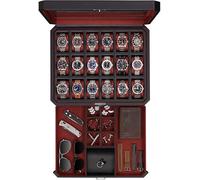 ROTHWELL Boîte pour 18 montres avec tiroir à accessoires (noir/rouge)