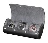 ROTHWELL Étui de Voyage en Rouleau Pour 3 Montres | Protection Portable Robuste, Convient à Toutes Les Montres-Bracelets (Noir/Gris)