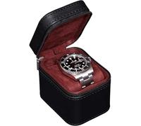 ROTHWELL Étui de voyage pour montre simple | Boîte de protection compacte en cuir synthétique avec intérieur en microsuède | Convient aux montres et montres intelligentes jusqu'à 55 mm (noir/rouge)