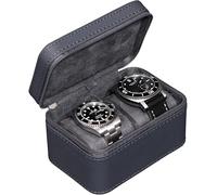 ROTHWELL RW2T-CARBON-2 Étui de voyage pour 2 montres pour homme | Étui compact en cuir PU avec intérieur en micro-velours pour montres et montres intelligentes jusqu'à 55 mm (carbone)
