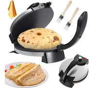 Roti Maker Électrique 2000W, Presse à Tortilla de 12 pouces avec température réglable jusqu'à 250℃ et chauffage double face, plaques antiadhésives pour pancakes, crêpes, pizza et pita