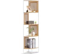 Rotin Bibliothèque d'angle Échelle en bambou Étagère d'angle murale Étagère d'angle 5 tablettes Ouvert