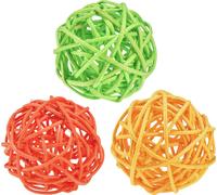 Rotin Déco Boules LED Chaîne lumineuse été Matériau naturel Ø5cm Bois 24 pièces Multicolore