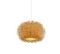 Rotin Lampe Rétro Pendentif Lustres En Nid D'oiseau Creative Lampe Suspendue Tissés À La Main Suspensions Réglable Hauteur E27 Restaurant Salon Chambre Balcon Café Bar Lampes Suspendues,Beige,50cm