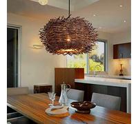 Rotin Lampe Rétro Pendentif Lustres En Nid D'oiseau Creative Lampe Suspendue Tissés À La Main Suspensions Réglable Hauteur E27 Restaurant Salon Chambre Balcon Café Bar Lampes Suspendues,Marron,30cm