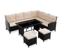 Rotin Lounge Manacor Noir, Crème