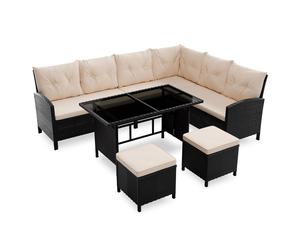 Rotin Lounge Manacor Noir, Crème