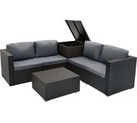 Rotin Modulaire Meuble de Jardin Ensemble de 6 Canapés en Noir avec Coussins, Table Basse