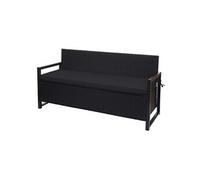 Rotin poly 3 places banc HWC-F39 anthracite, coussin noir