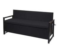 Rotin poly 3 places banc HWC-F39 anthracite, coussin noir