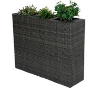 Rotin Séparation de pièce avec 3 pots de plantes H 80 x L 100 x P 30 cm, couleur gris foncé
