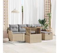 rotin tressé salon terrasse élégant ensemble 6 pieces beige 100x55x73cm | Ensemble de canapé de jardin 6 pcs Beige Polyrotin Salon de patio extérieur imperméable avec coussins 2 fauteuils 1 table