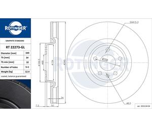 ROTINGER 2X Disque De Frein Ventilé Avant Pour Audi A4 Avant 8W5 8WD B9
