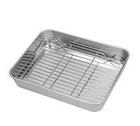 Rôtir de la dinde, rôtissoire et rack Set Set en acier inoxydable Grill Grill facile à torse rectangulaire facile avec rack pour la cuisson à cuisson (26,5 * 20,5 * 5cm)