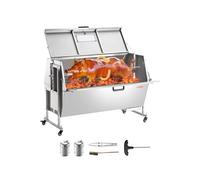 Rôtissoire à Charbon Barbecue Tournebroche 60W Capacité 130kg Avec Couvercle