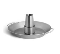Rôtissoire à poulet BURNHARD® en acier inoxydable, réservoir d'arôme amovible, passe au lave-vaisselle, grandes poignées, idéal pour Beer Can Chicken, avec plateau - Beer Can Chicken 2.0