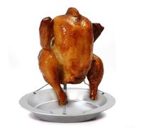 Rôtissoire à poulet en acier inoxydable pour barbecue et four avec design de cuisson de volaille verticale compatible avec la méthode de canette de bière