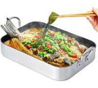 Rôtissoire antiadhésive avec double poignée - Grill profond rectangulaire et plaque de cuisson, parfaite pour les rôtis et les gâteaux tendres, passe au lave-vaisselle, disponible en 3 tailles (35 cm)