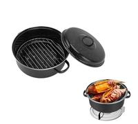Rôtissoire avec couvercle, 26 cm 28 cm en acier au carbone émaillé, four hollandais antiadhésif pour patates douces rôties, châtaignes (Couverture en fer 26cm)