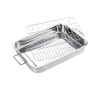 Rôtissoire avec grille - Ustensiles de cuisine en acier inoxydable, plat à rôtir pour poulet avec insert surélevé, grand plateau de cuisson pour four, ustensiles de cuisine de vacances, rôtissoire pro