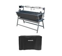 sweeek - Rôtissoire charbon de bois motorisée inclinable en inox avec tournebroche avec housse