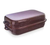 Rôtissoire émaillée avec couvercle - ORION - 4 l - 42,5x25x13,5 cm - Acier émaillé - Marron