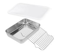 Rôtissoire en acier inoxydable, rôtissoire avec couvercle, gril de four, plateau cuisson, fil pour Cuisine