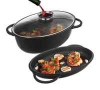 Rôtissoire en granit avec couvercle 3en1 GRANDE 10 l, 43x28 cm