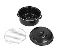 Rôtissoire ovale en émail avec couvercle et grille pour rôtir des patates douces et un barbecue noir pour la famille