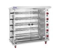 Rôtissoire poulet - à gaz - 5 broches - avec éclairage et roues - Royal Catering