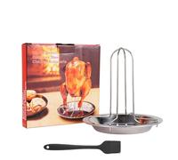 Rotissoire Poulet,Vertical Rotissoire Verticale,Rotissoire Grill en Acier Inoxydable Avec Brosse à Huile de Cuisine Pour Four,Grill,Camping, Ustensiles de Cuisine en Plein Air