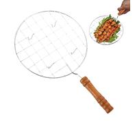 Rôtissoire ronde en fil de fer avec poignée en bois, grille de refroidissement | Poignée ronde anti-brûlure, filet à rôtir, outil de cuisson de toast au fromage pour le camping pique-nique en plein