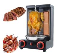 Rôtissoire verticale commerciale, barbecue à gaz avec 2 brûleurs, température réglable, pression de gaz 2800p, machine Shawarma en acier inoxydable pour barbecue extérieur