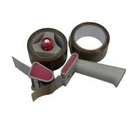 ROTIX Dévidoir de ruban adhésif + 2 rouleaux de ruban adhésif de 66 m x 50 mm de qualité artisanale