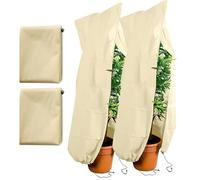 ROTKUSZ 2 Pièces Housse Hivernage Plante Exterieur, Housse de Protection pour Plantes, Protection Arbustes, avec Fermeture Éclair & Cordon de Serrage (120 x 180CM)