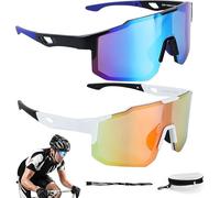 ROTKUSZ 2 Pièces Lunette de Vitesse Homme et Femme Lunette Vitesse UV400 Lunettes Vitesse Homme pour Activités de Plein air Comme Le Cyclisme, La Course L'escalade La Pêche, Bleu + Orange