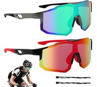 ROTKUSZ 2 Pièces Lunette de Vitesse Homme et Femme Lunette Vitesse UV400 Lunettes Vitesse Homme pour Activités de Plein air Comme Le Cyclisme, La Course L'escalade La Pêche, Bleu + Rouge