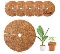 ROTKUSZ 6 Pièces Tapis de Coco Plantes, 30cm Disques de Paillage Coco, Tapis de Paillage en Fibre de Coco, Tapis de Noix de Coco Disque paillis Pot, Protection Hivernale pour Plantes