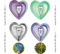 ROTKUSZ 8 Pièces Effaroucheur Oiseaux, 4 Pièces Effaroucheur Pigeons en Forme de Coeur et 4 Pièces Anti Pigeons pour Balcon Réfléchissant, Repulsif Pigeon, pour Cours, Balcons, Décoration de Jardin