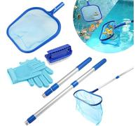 ROTKUSZ Épuisette de piscine avec manche télescopique de 40 à 93 cm - 5 pièces - Épuisette à mailles fines - Filet profond - Accessoires de piscine